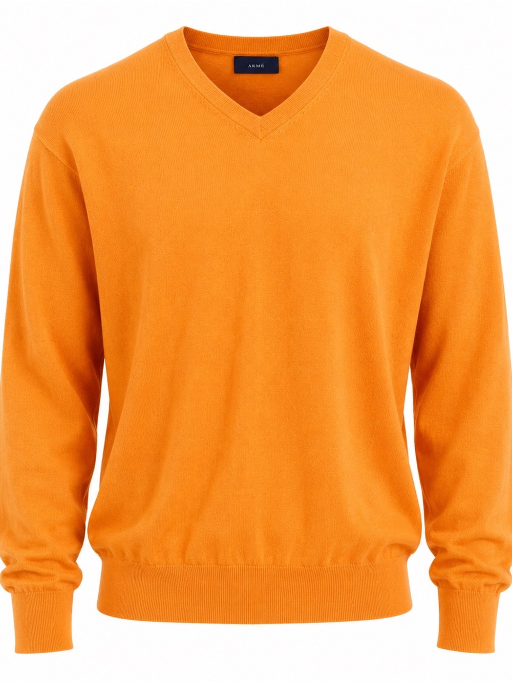 Faconnable Men's V-Neck Sweater in Bright Orange